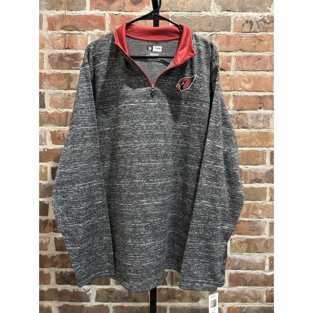 NWT NFL Arizona Cardinals‎ Quarter Zip Sweatshirt, Men's 2XL, Gray W/ Pockets